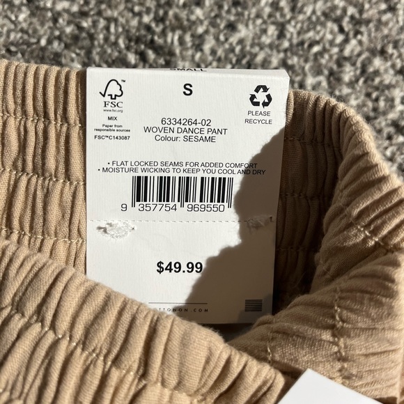 Cotton On Body Womens Woven Sesame Dance Pants With Adjustable Ankle Hem Size S - Picture 3 of 3